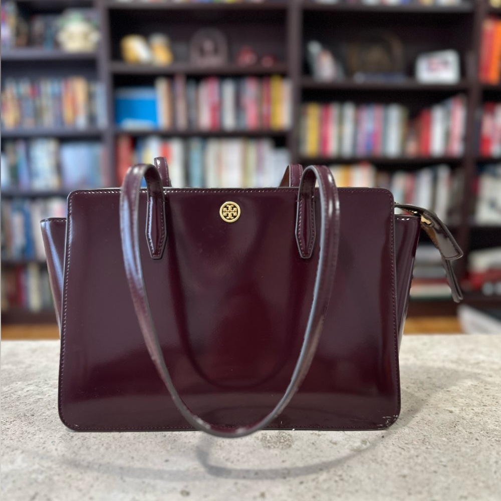 Tory Burch Robinson Shiny Leather Tote